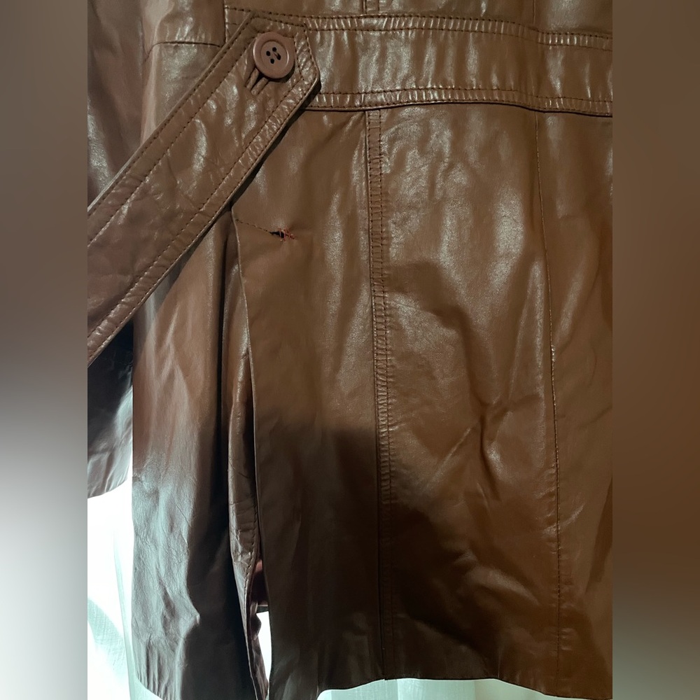 Martini Cognac Brown Leather Jacket with Removable Faux Fur Lining - Picture 11 of 16